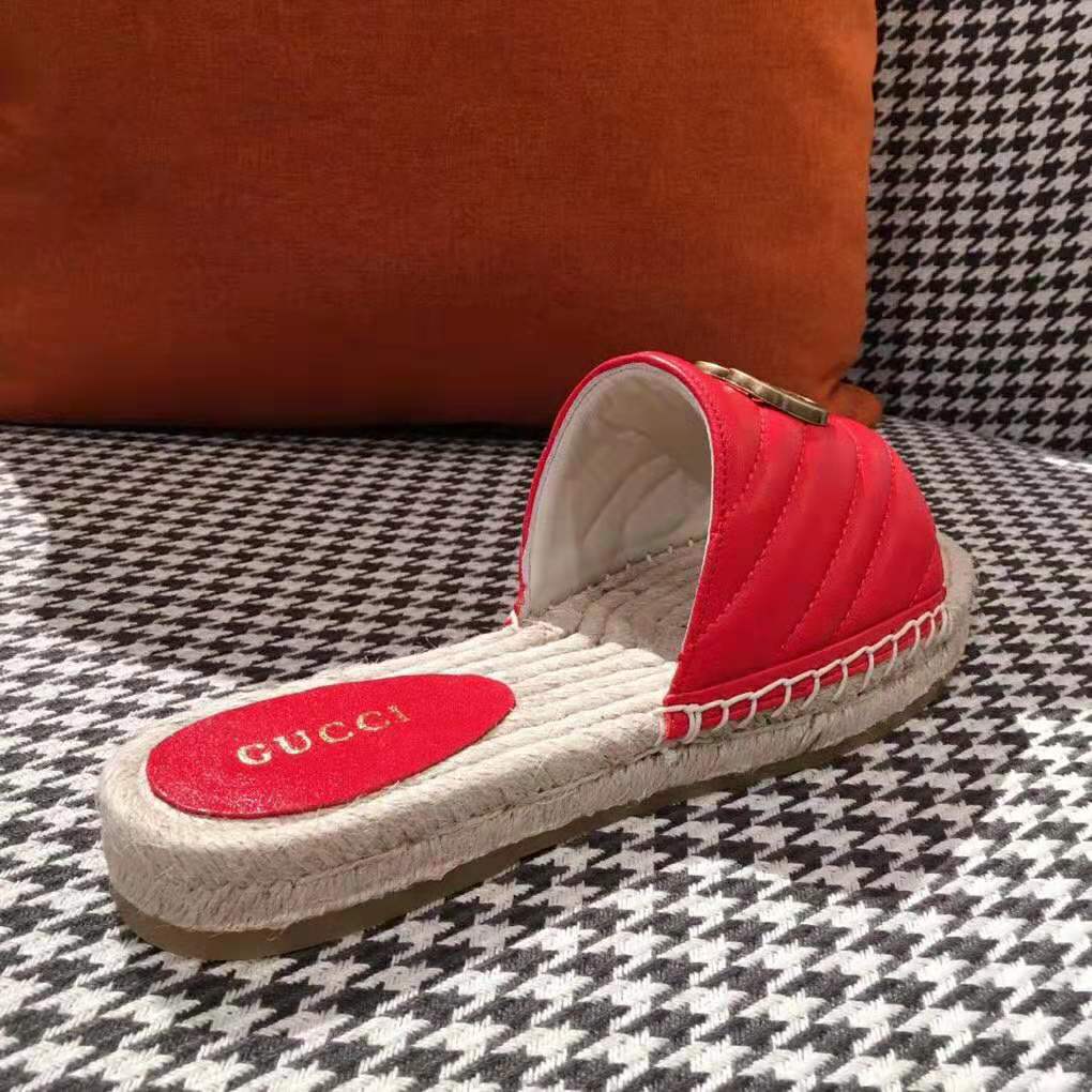 G*u*i women leather espadrille sandal-red