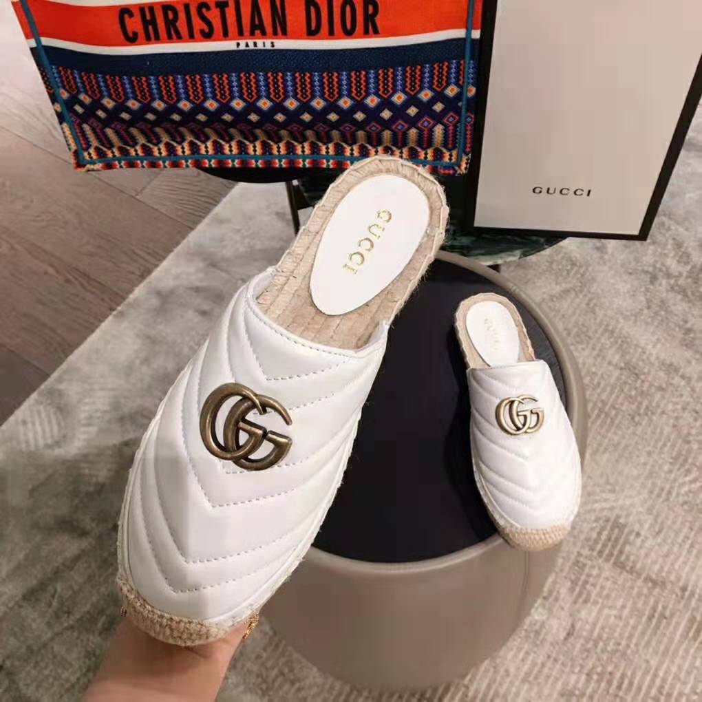 G*u*i women leather espadrille with double g in 2 cm height-white