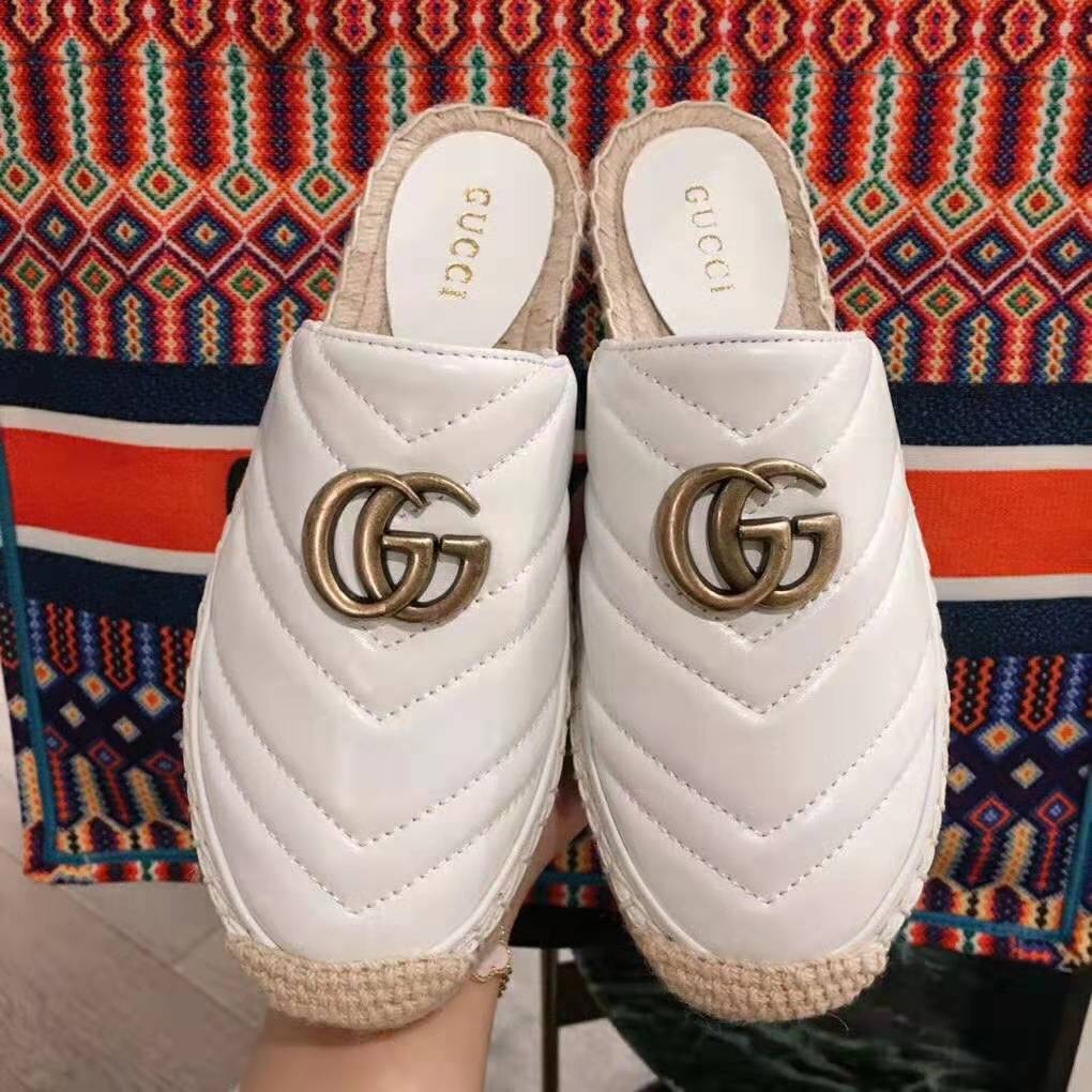 G*u*i women leather espadrille with double g in 2 cm height-white