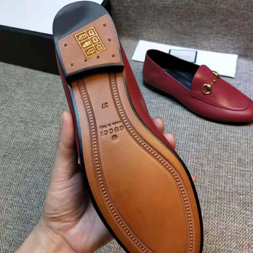 G*u*i women leather horsebit loafer 1.27cm height-red