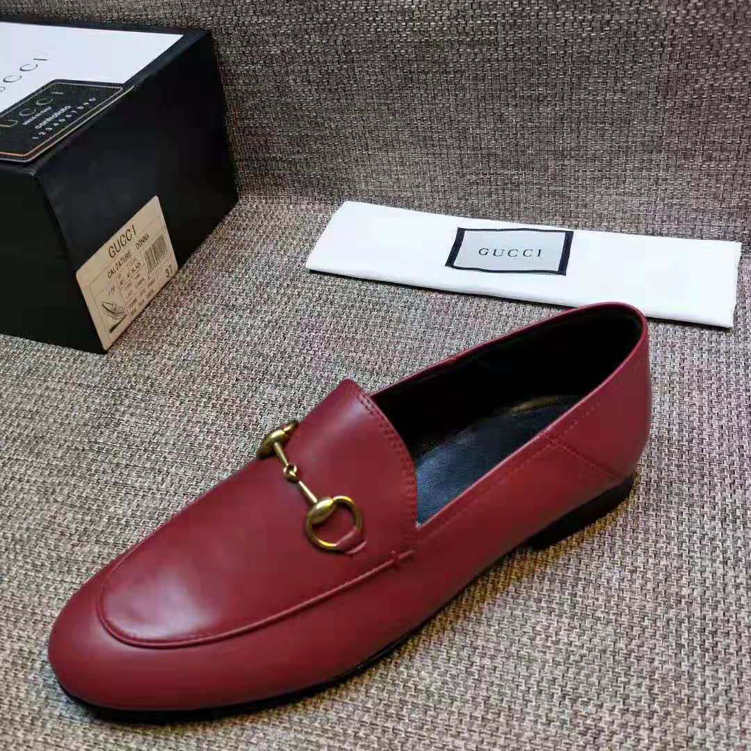 G*u*i women leather horsebit loafer 1.27cm height-red