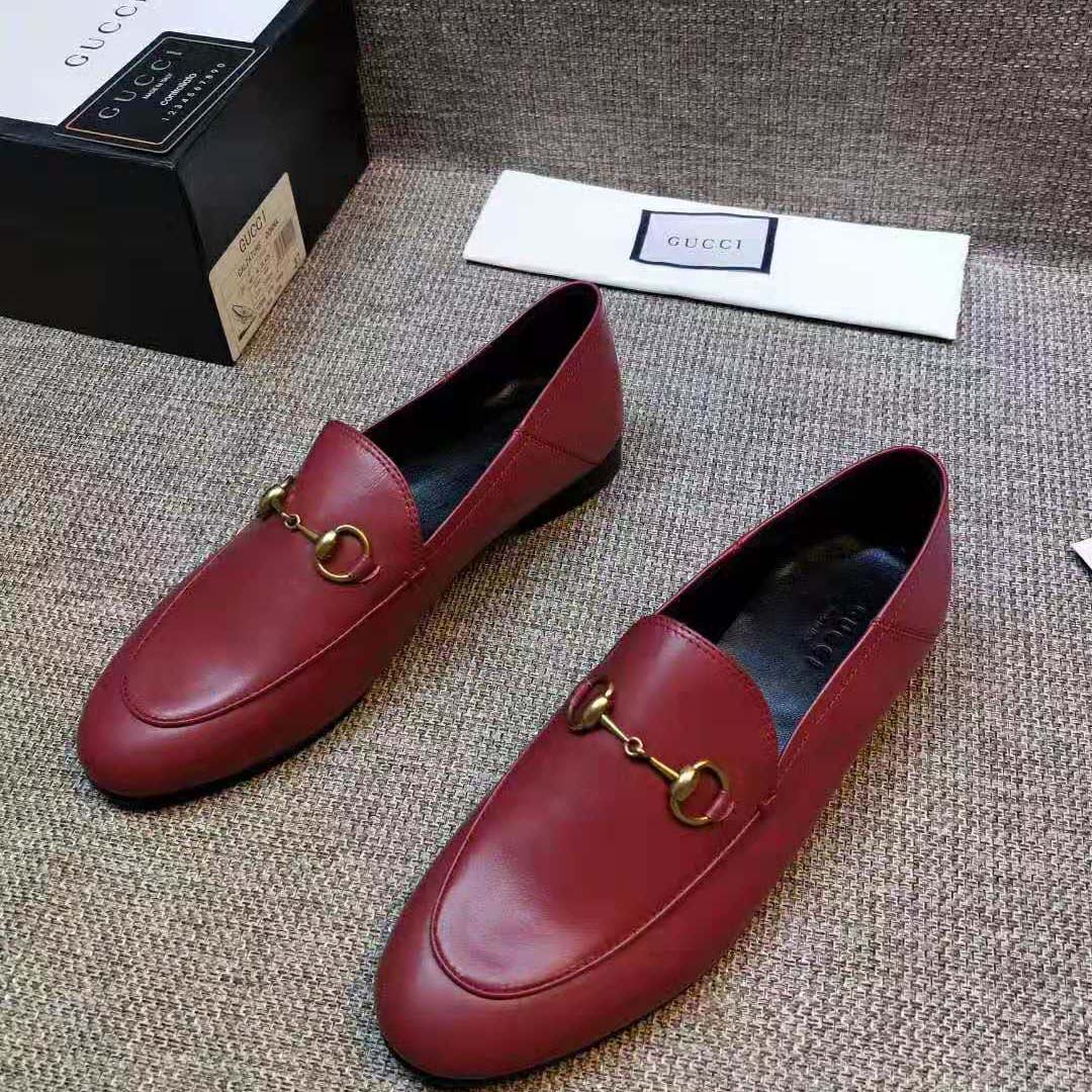 G*u*i women leather horsebit loafer 1.27cm height-red