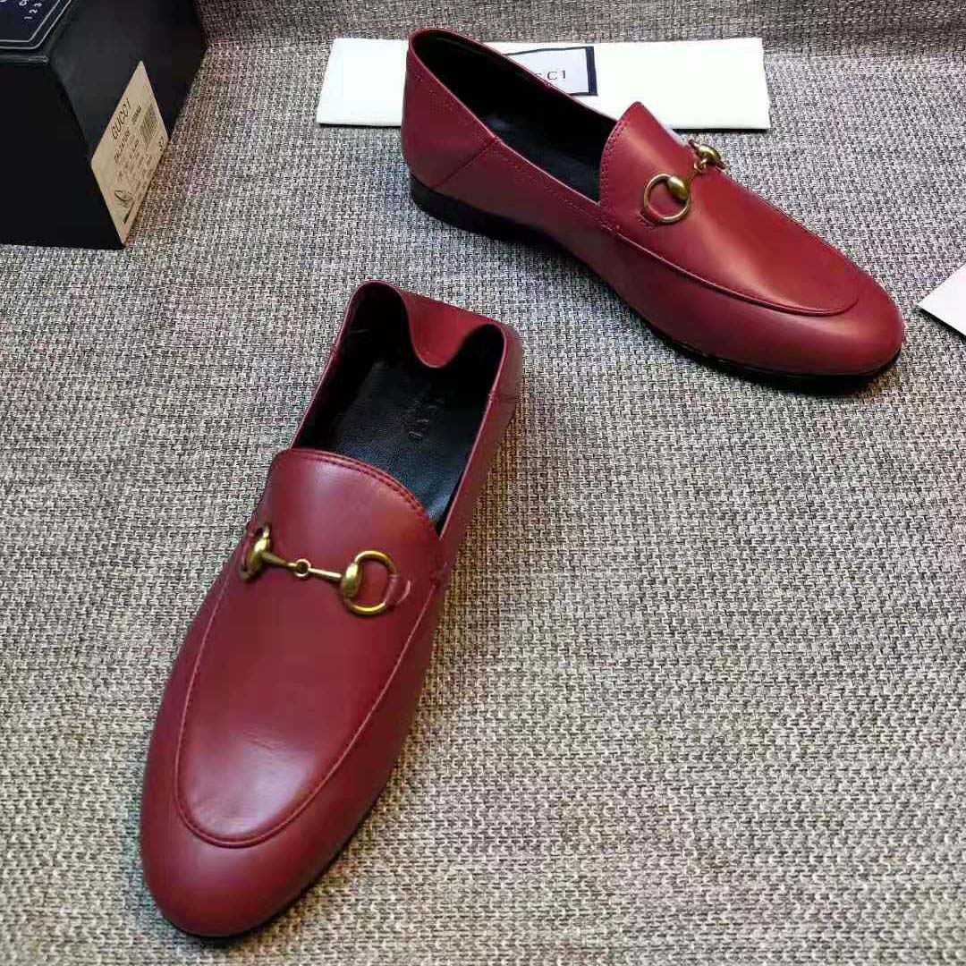 G*u*i women leather horsebit loafer 1.27cm height-red