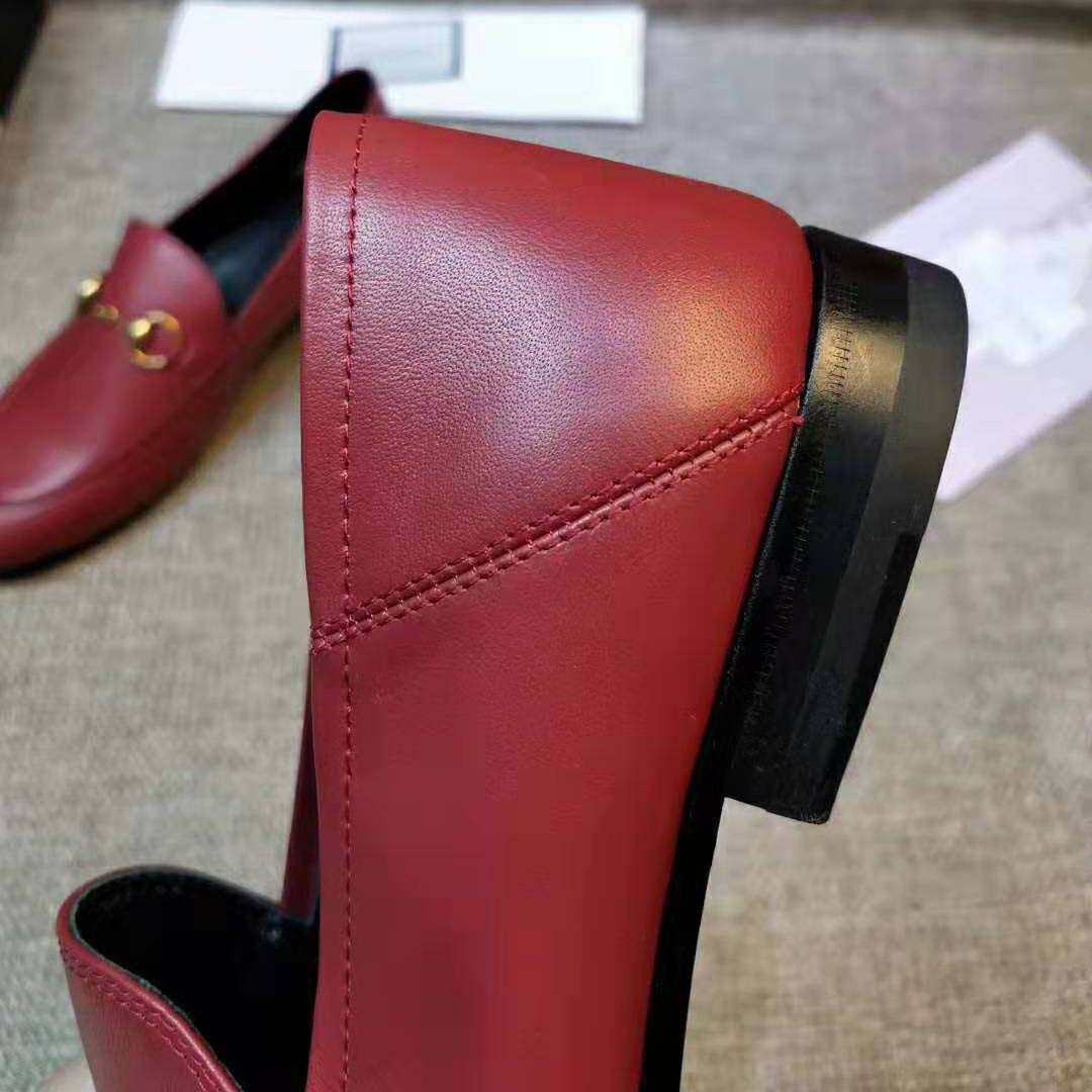 G*u*i women leather horsebit loafer 1.27cm height-red