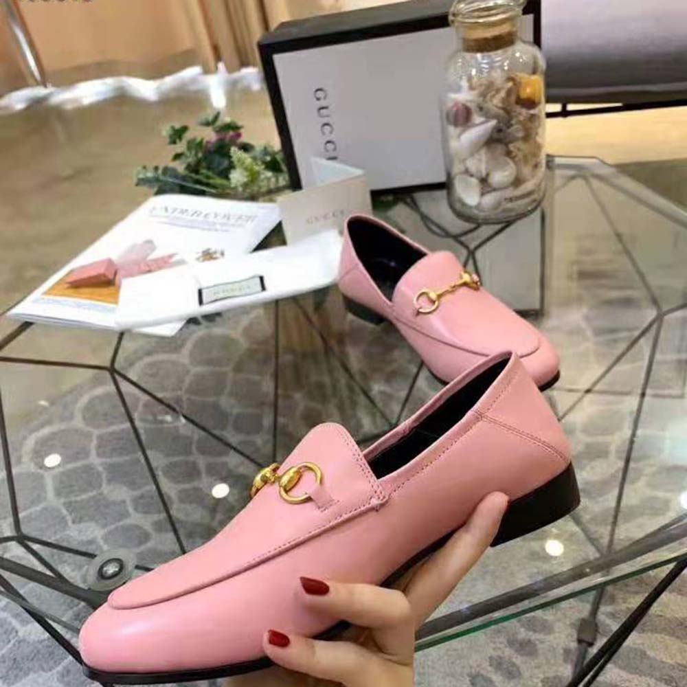 G*u*i women leather horsebit loafer 1.3 cm height-pink