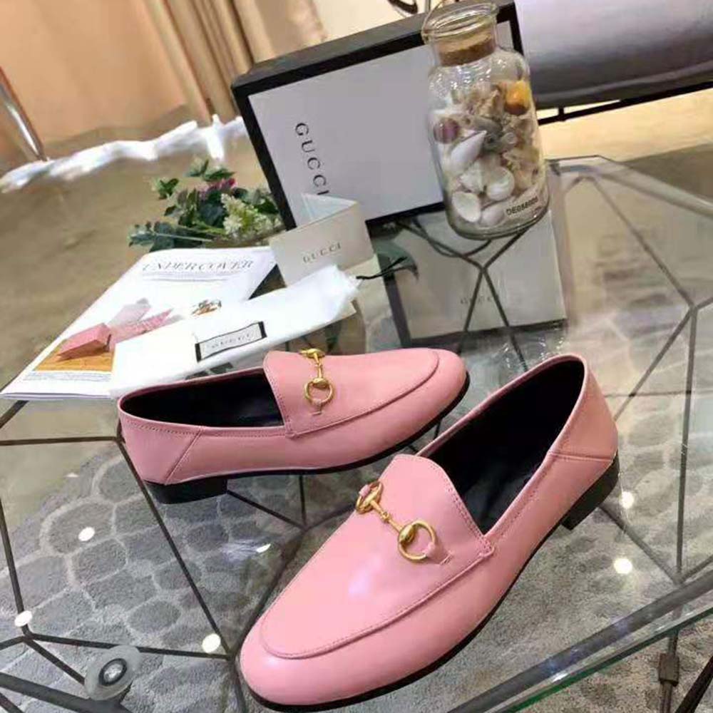 G*u*i women leather horsebit loafer 1.3 cm height-pink