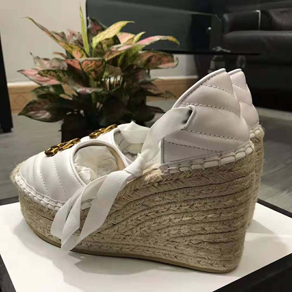 G*u*i women leather platform espadrille 11.9cm heel with 3.6cm platform-white