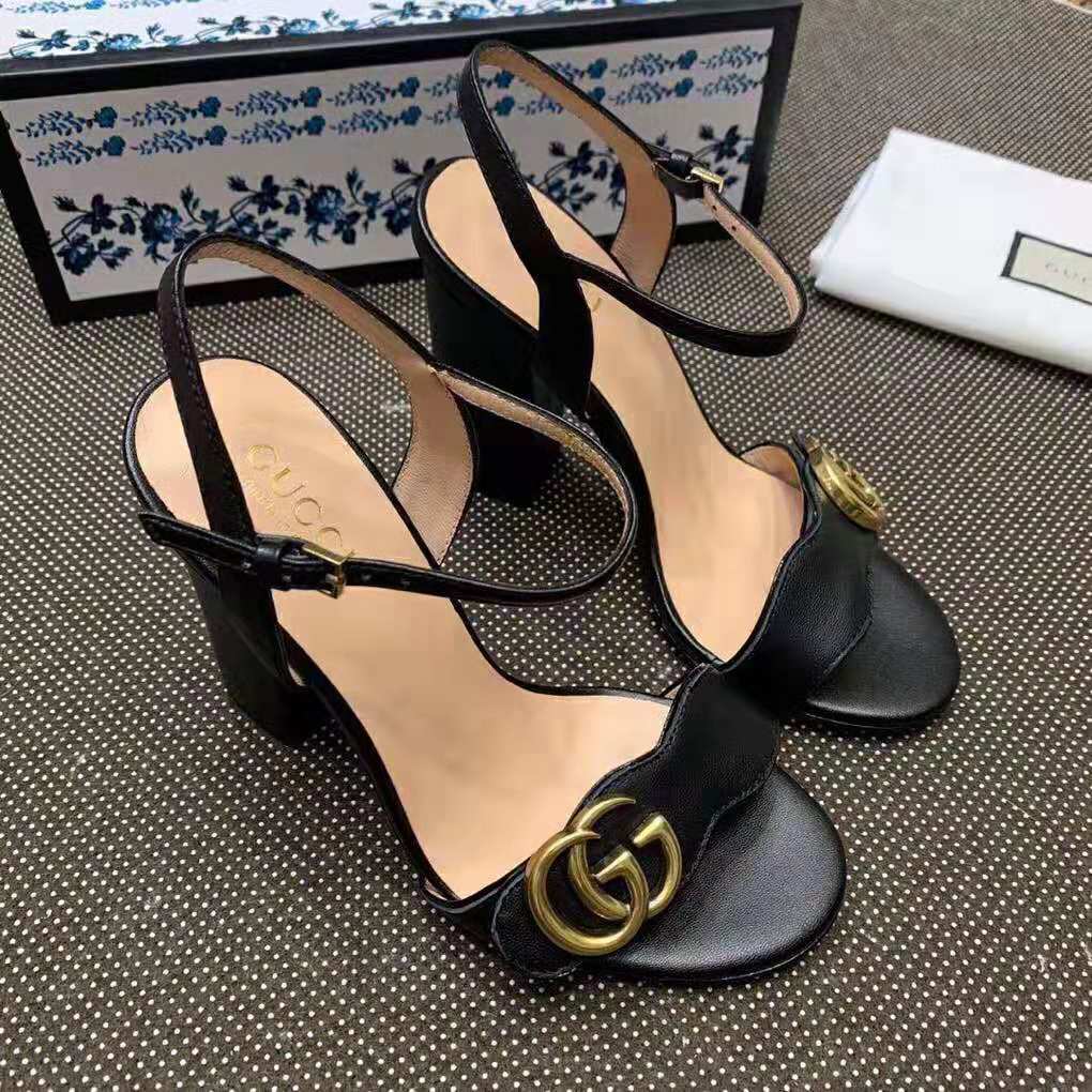 G*u*i women leather sandal 10.2 cm heel-black