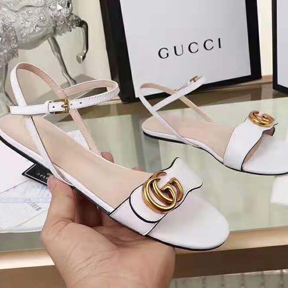 G*u*i women leather sandal with double g-white