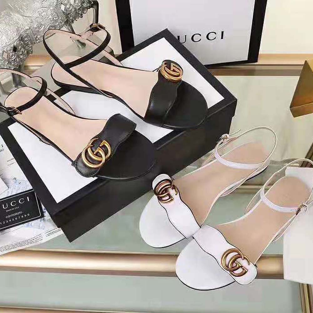 G*u*i women leather sandal with double g-white