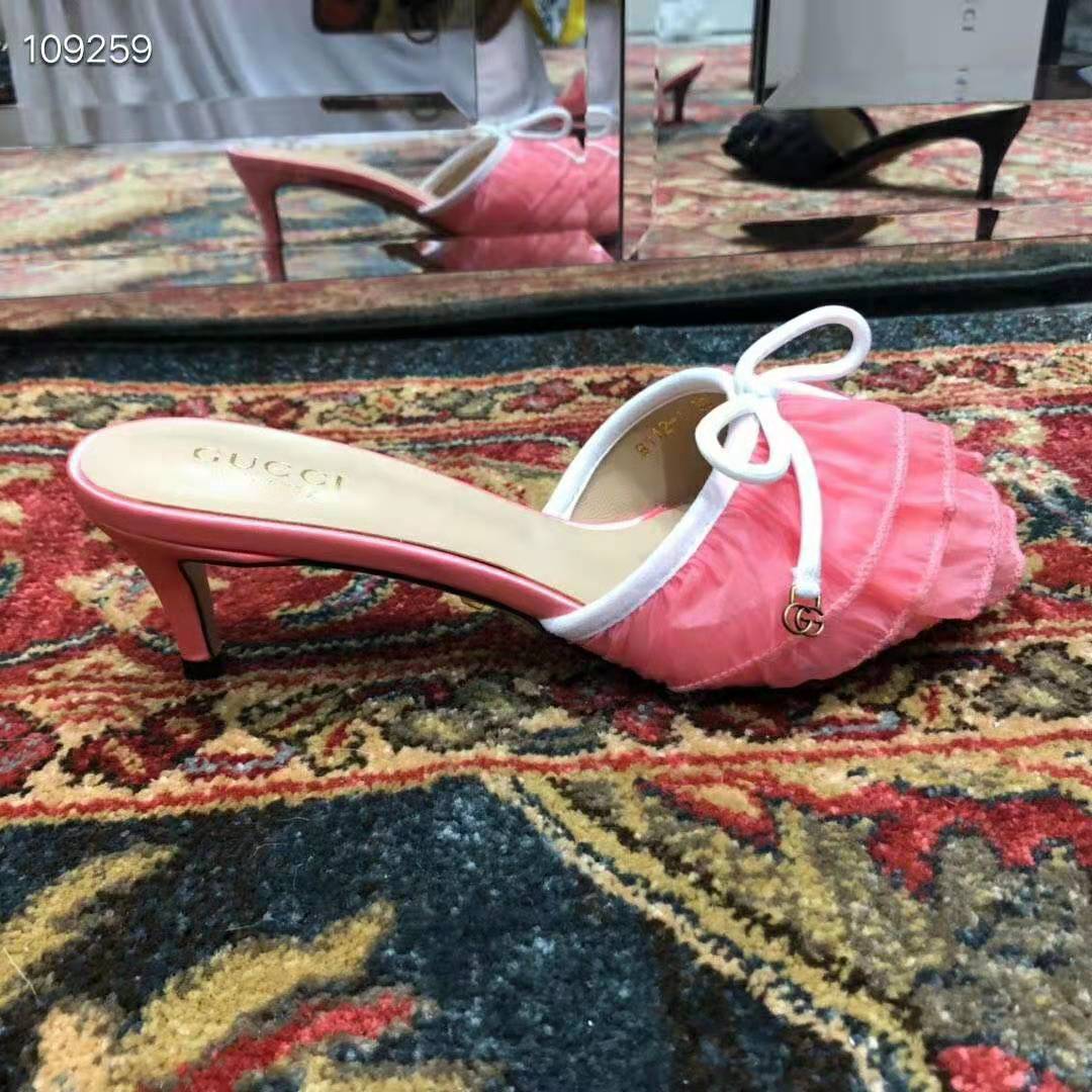 G*u*i women mid-heel tulle sandal 5.3cm heel-pink