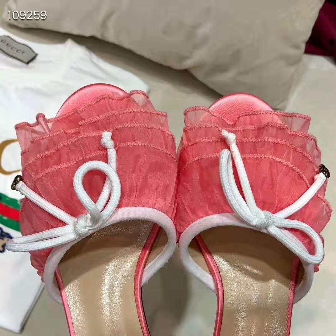 G*u*i women mid-heel tulle sandal 5.3cm heel-pink