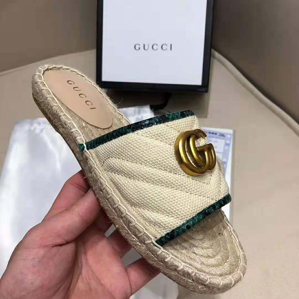 G*u*i women online exclusive chevron raffia espadrille slide with double g-sandy