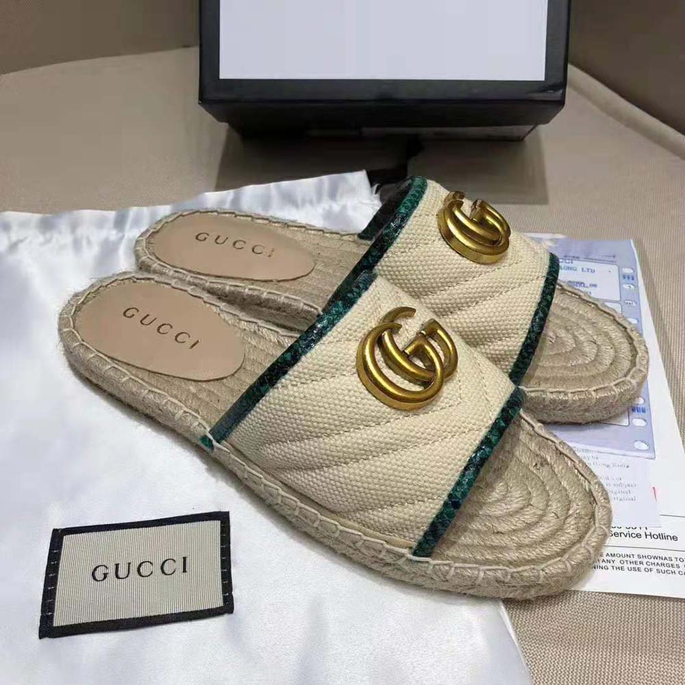 G*u*i women online exclusive chevron raffia espadrille slide with double g-sandy