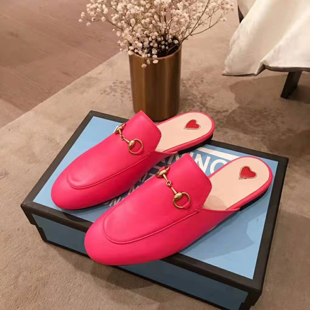 G*u*i women princetown leather slipper with horsebit detail-rose