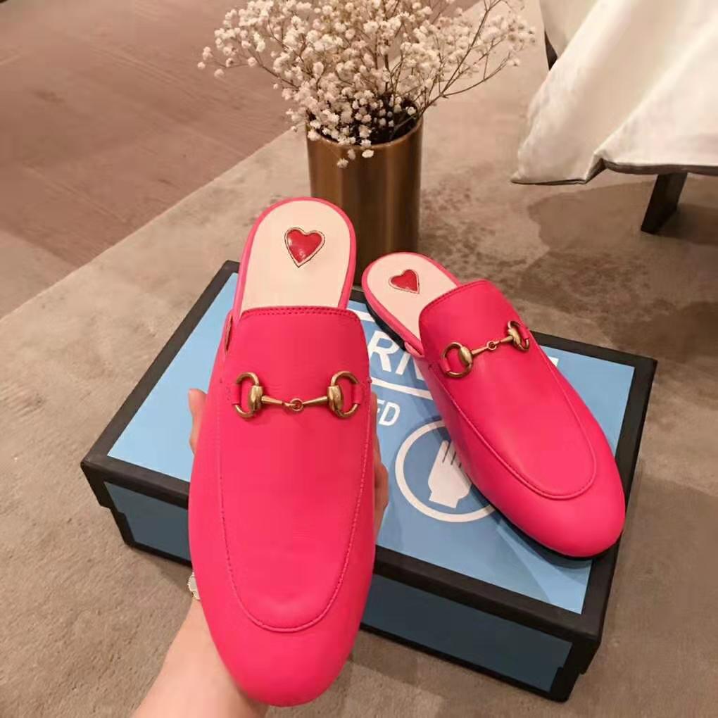 G*u*i women princetown leather slipper with horsebit detail-rose