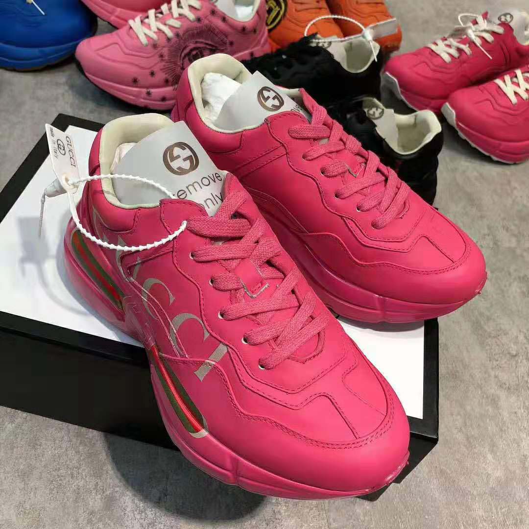 G*u*i women rhyton G*u*i logo leather sneaker-rose