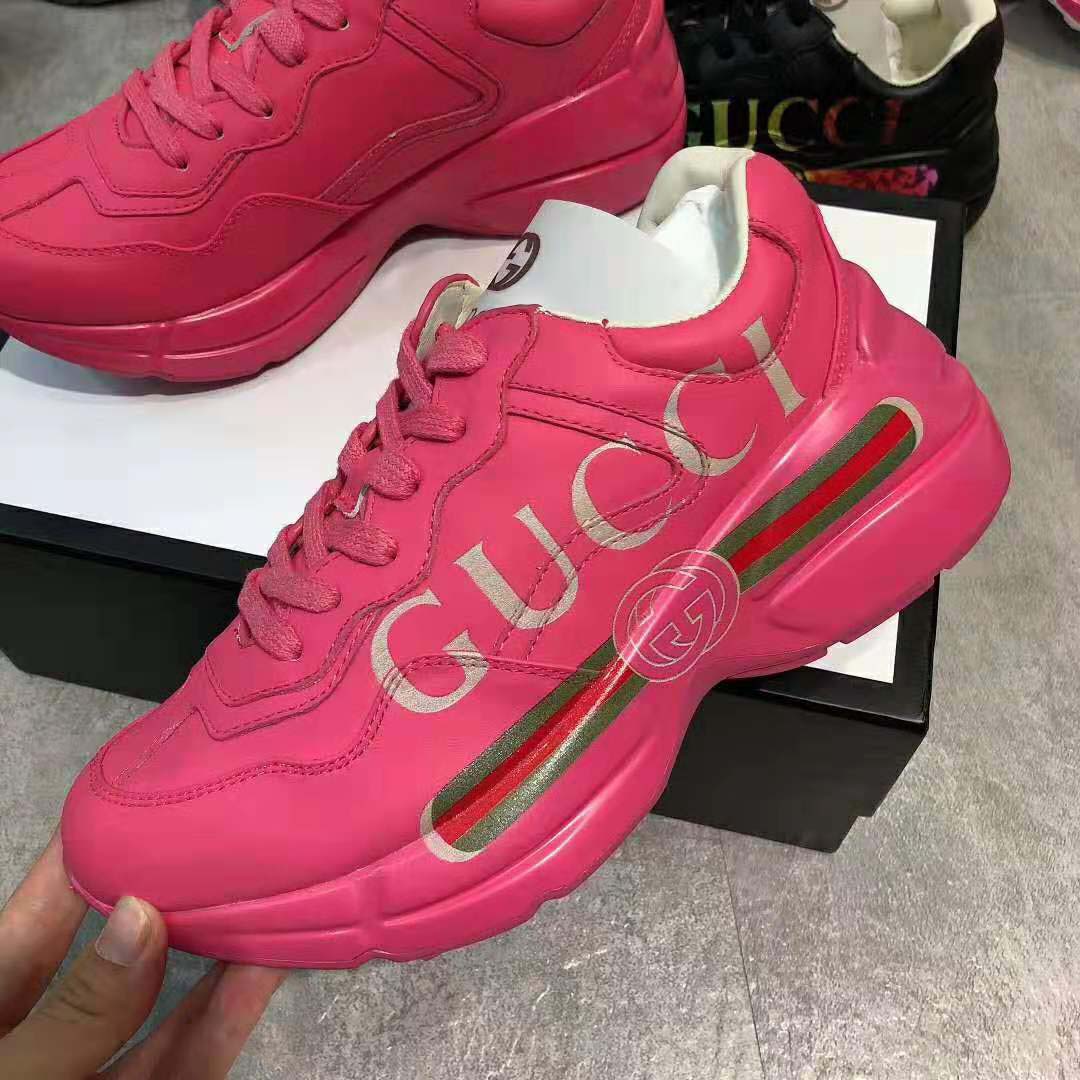 G*u*i women rhyton G*u*i logo leather sneaker-rose
