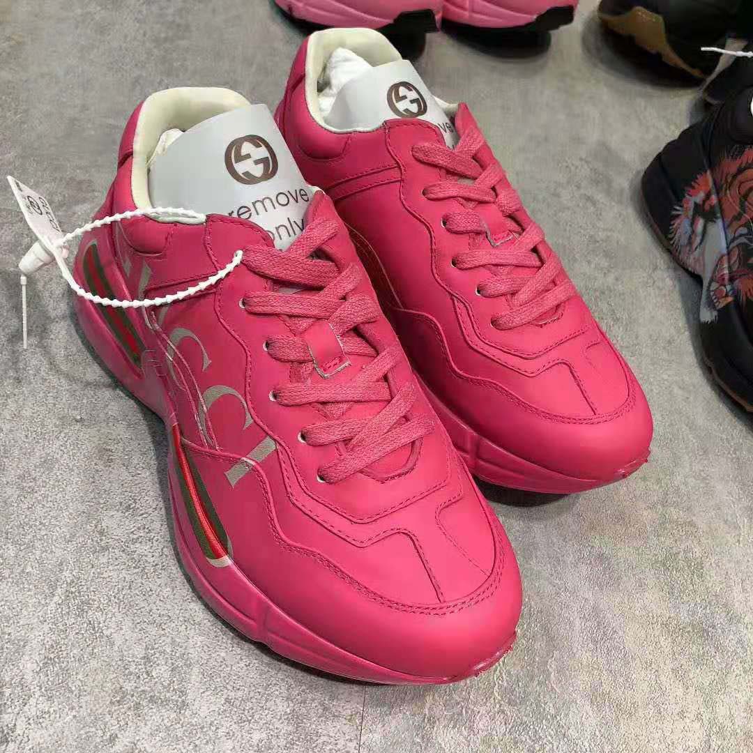G*u*i women rhyton G*u*i logo leather sneaker-rose
