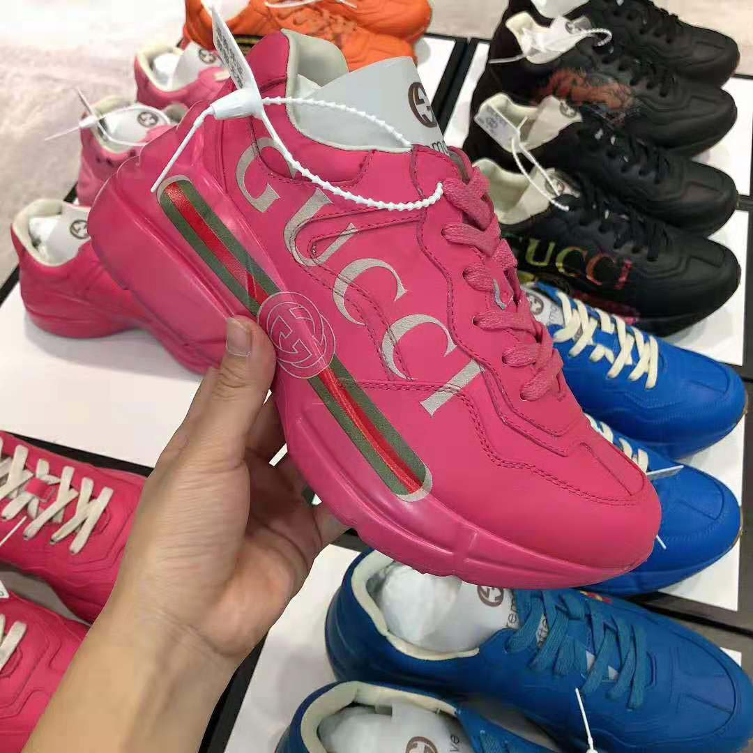 G*u*i women rhyton G*u*i logo leather sneaker-rose