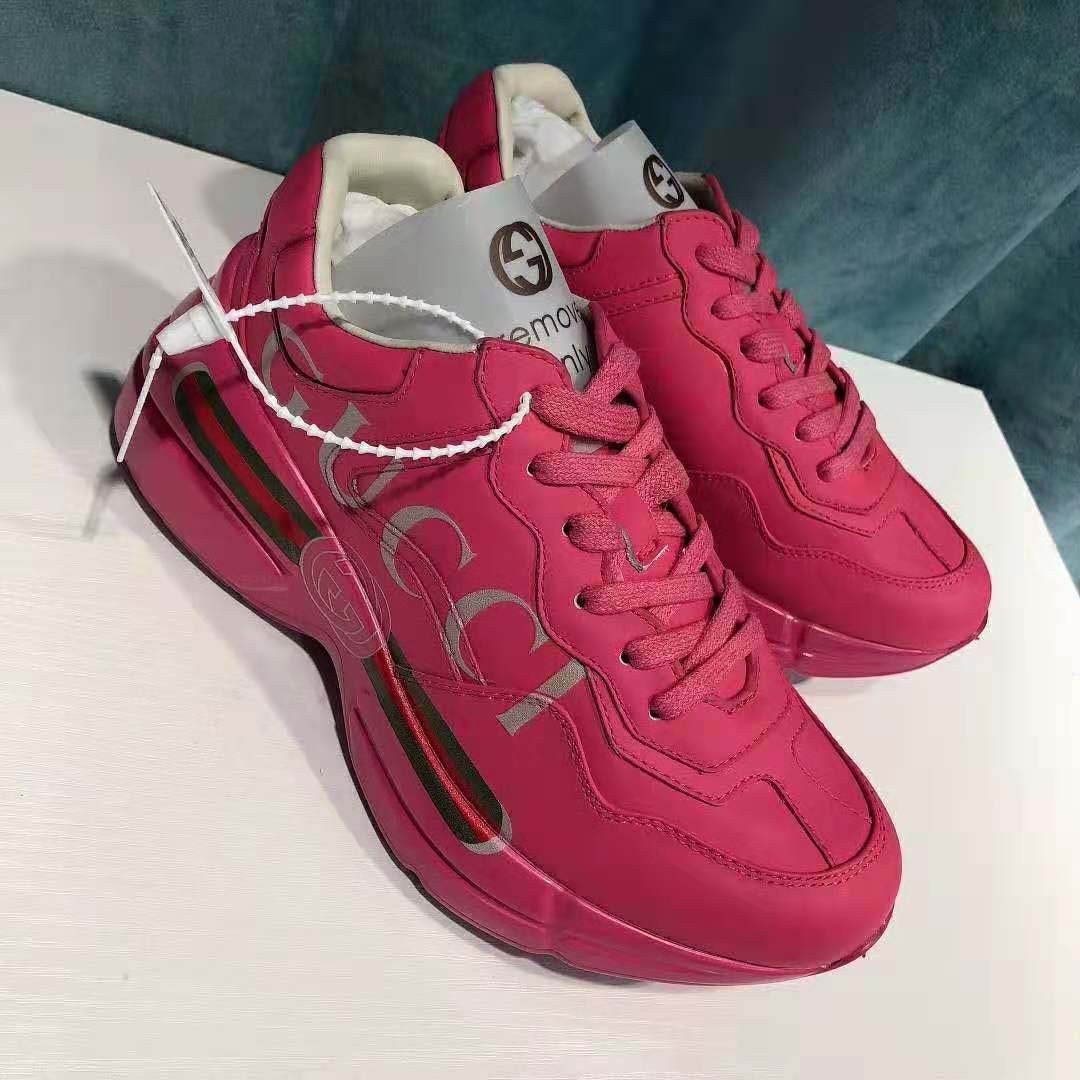 G*u*i women rhyton G*u*i logo leather sneaker-rose