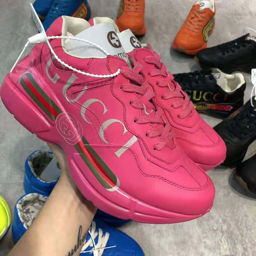 G*u*i women rhyton G*u*i logo leather sneaker-rose