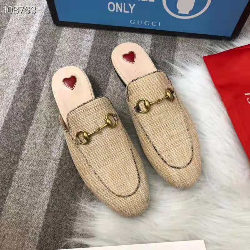 G*u*i women princetown raffia slipper 1cm heel-sandy