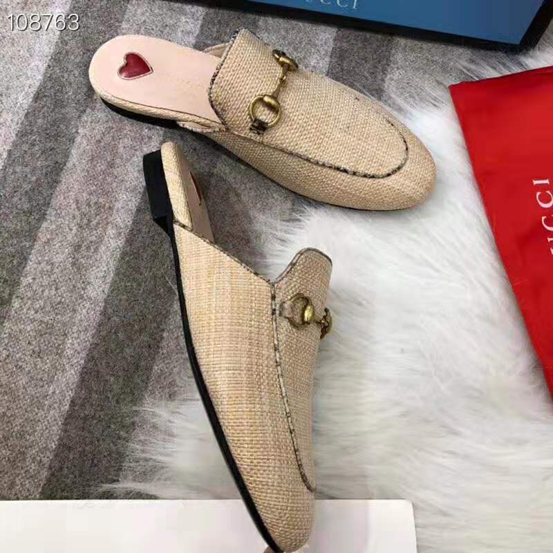 G*u*i women princetown raffia slipper 1cm heel-sandy