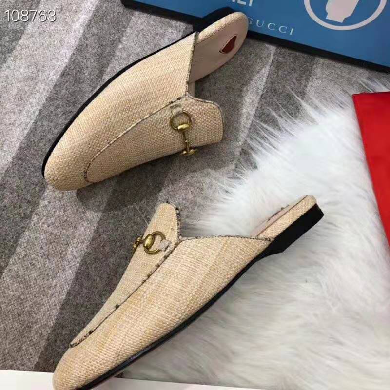 G*u*i women princetown raffia slipper 1cm heel-sandy