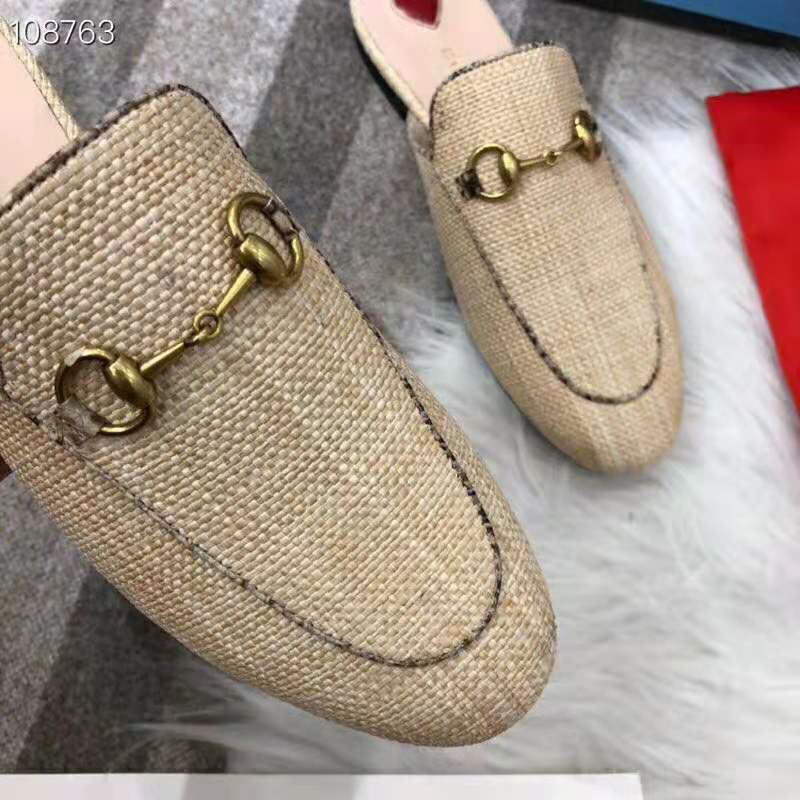 G*u*i women princetown raffia slipper 1cm heel-sandy