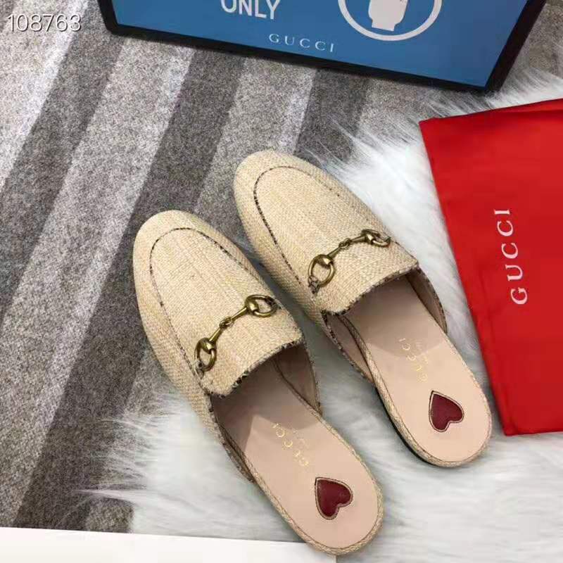 G*u*i women princetown raffia slipper 1cm heel-sandy