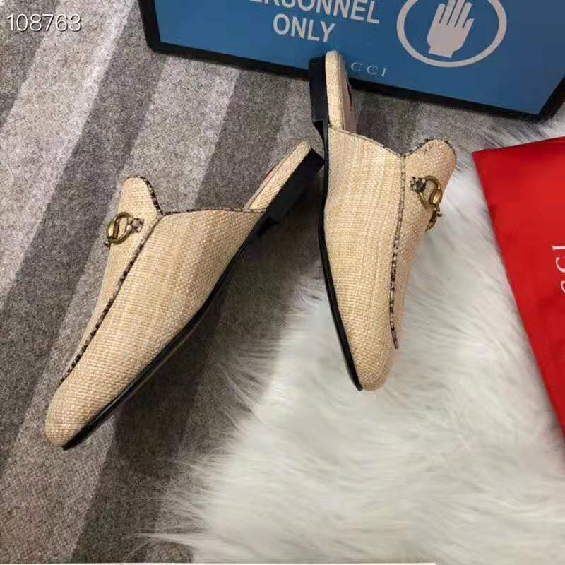G*u*i women princetown raffia slipper 1cm heel-sandy