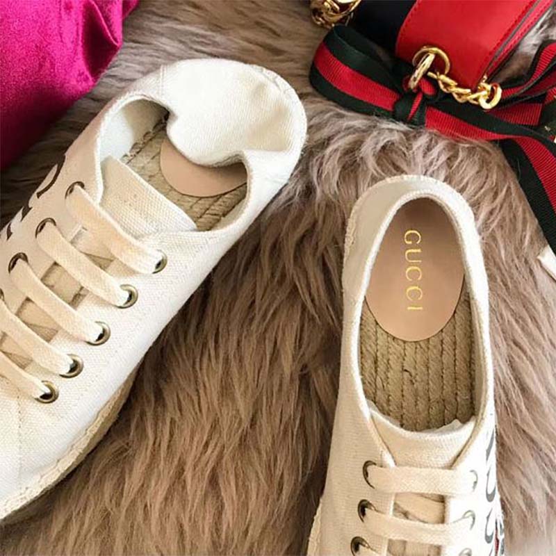 G*u*i women shoes logo platform espadrille 50mm heel-white