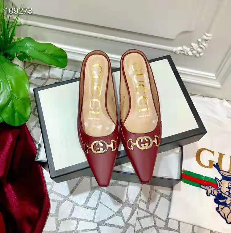 G*u*i women zumi leather slide 4.6 cm height-maroon
