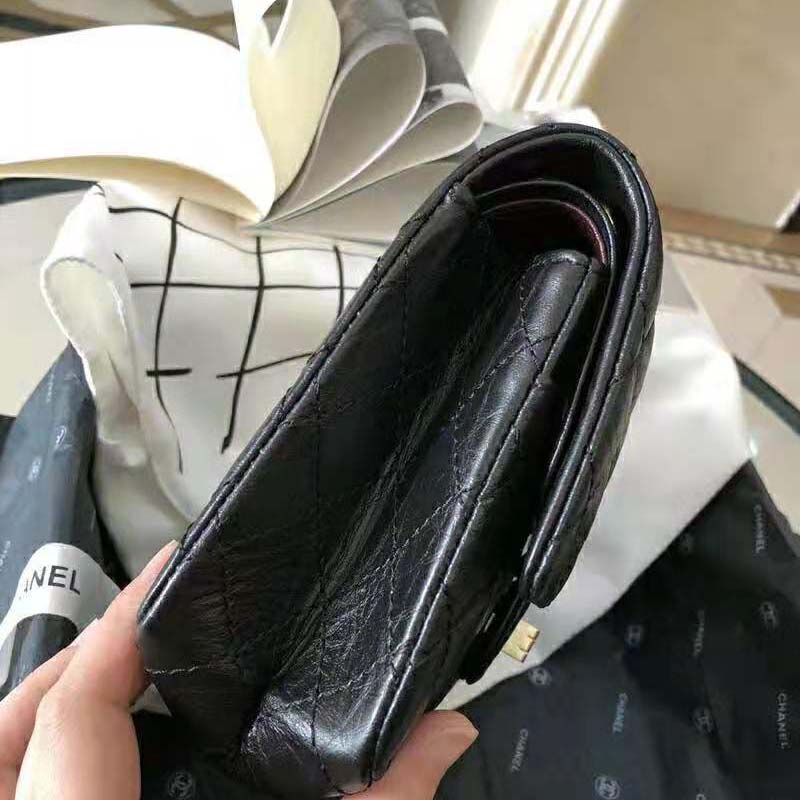 Chanel Women 2.55 Handbag in Aged Calfskin Leather-Black