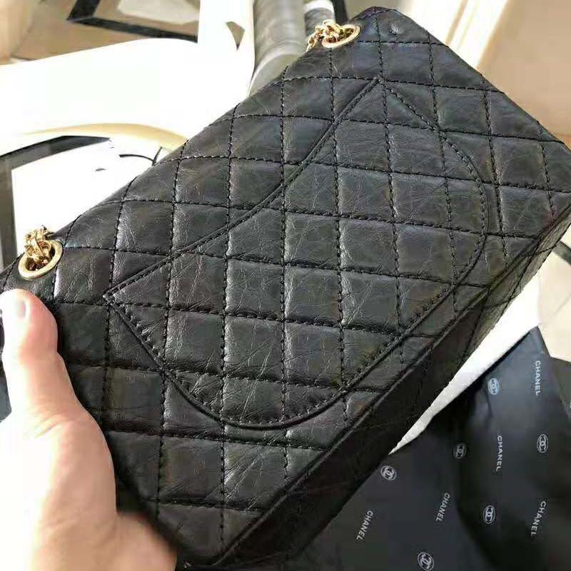 Chanel Women 2.55 Handbag in Aged Calfskin Leather-Black