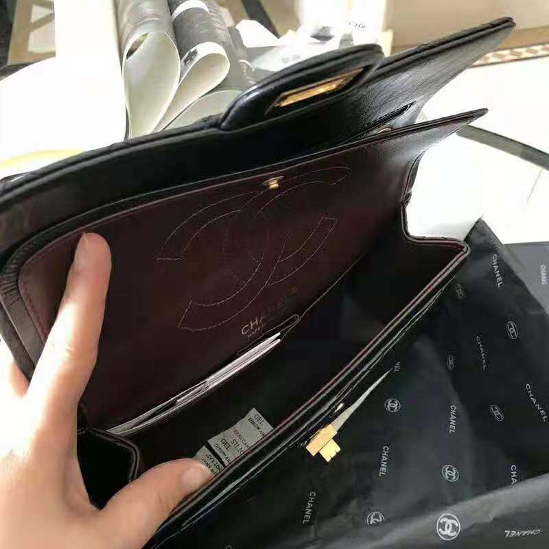 Chanel Women 2.55 Handbag in Aged Calfskin Leather-Black
