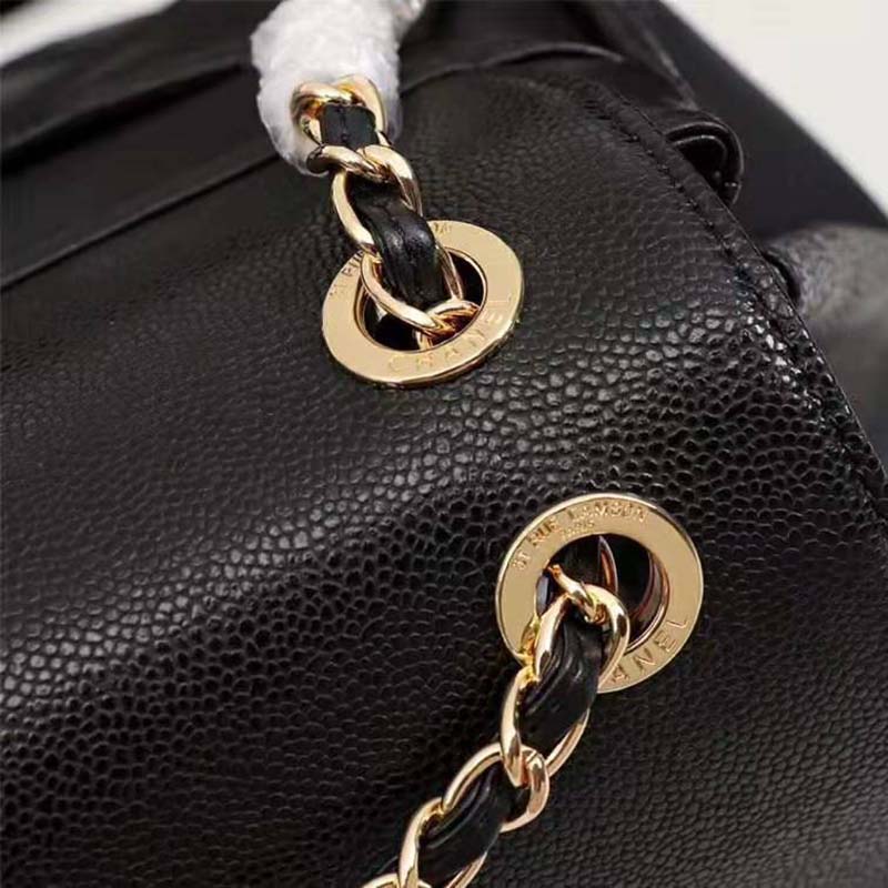 Chanel Women Backpack in Embossed Grained Calfskin Leather-Black