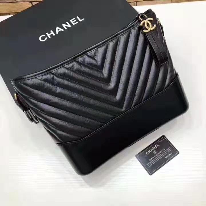 Chanel Women Chanel’s Gabrielle Large Hobo Bag in Aged Calfskin Leather-Black
