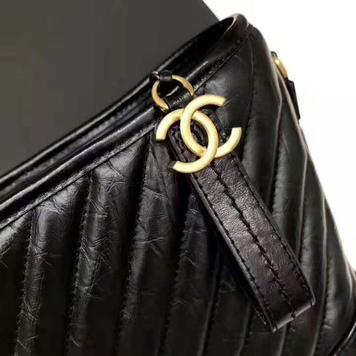 Chanel Women Chanel’s Gabrielle Large Hobo Bag in Aged Calfskin Leather-Black
