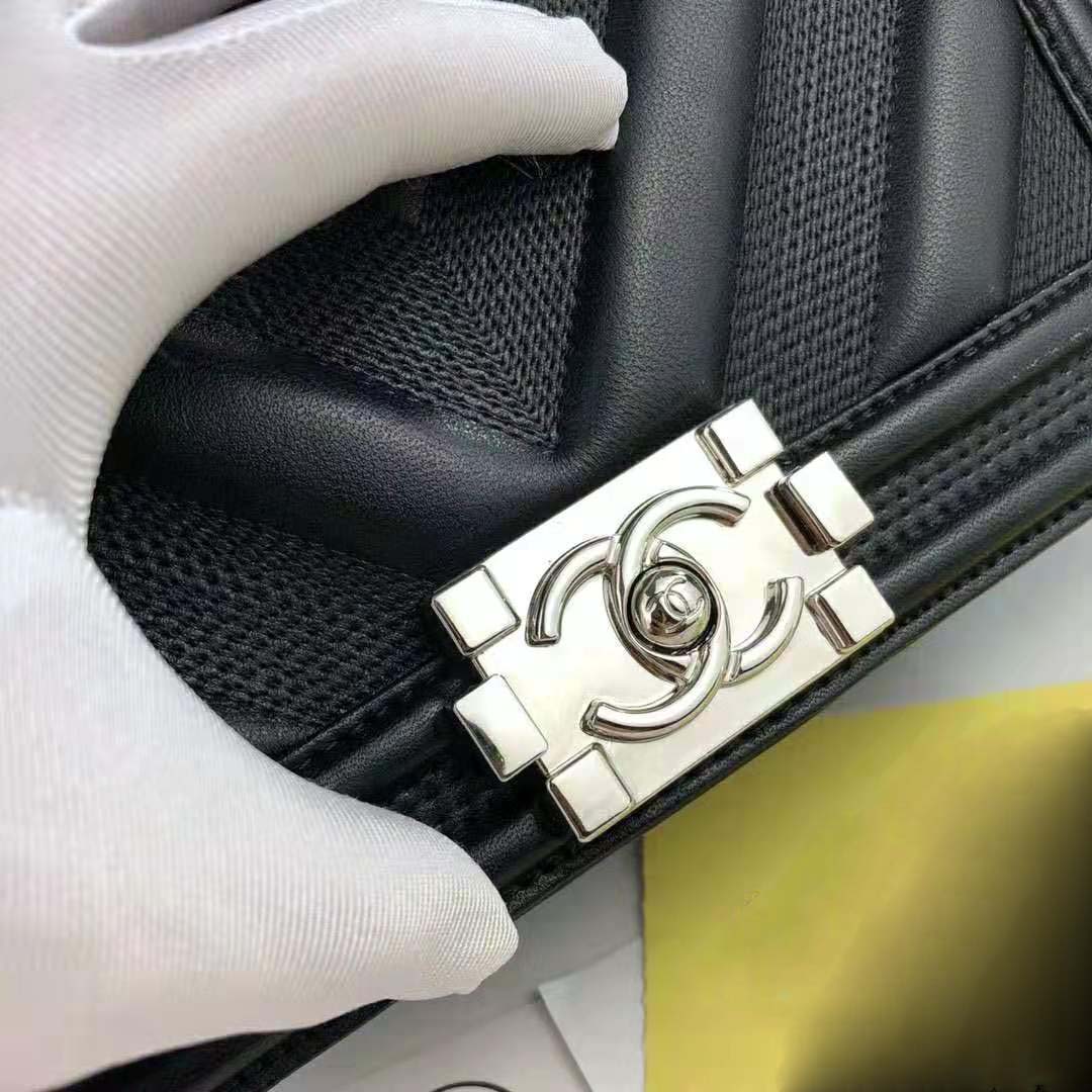 Chanel Women Flap Bag with Top Handle in Calfskin-Black