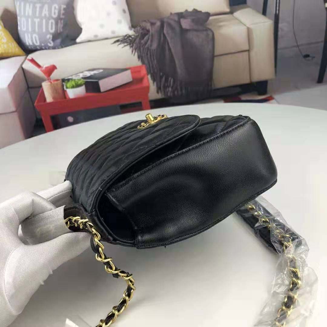 Chanel Women Flap Bag with Top Handle in Lambskin Leather