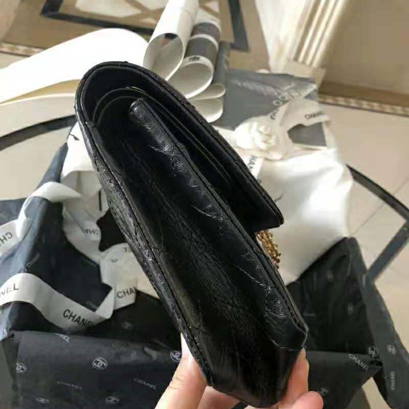Chanel Women Large 2.55 Handbag in Aged Calfskin Leather-Black