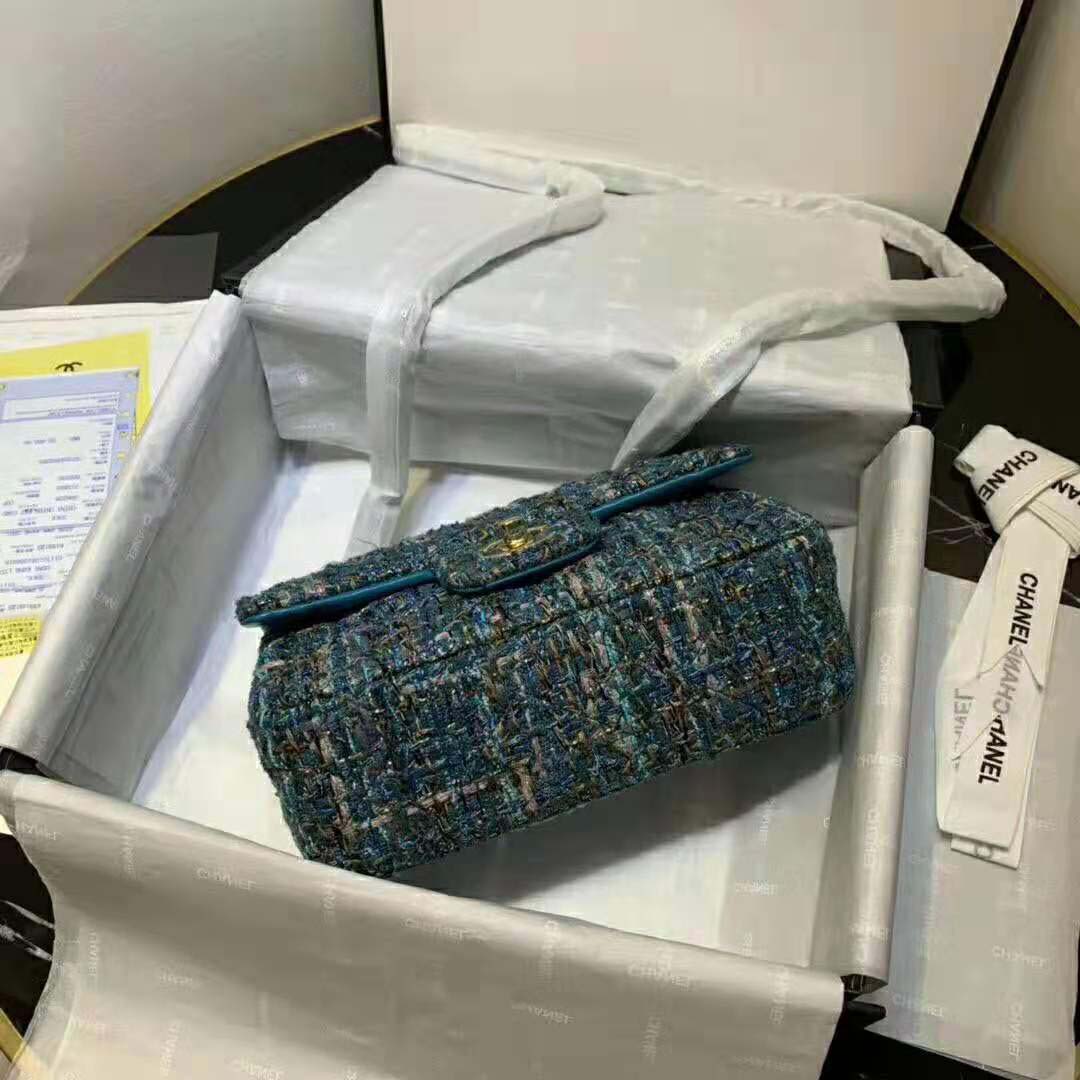 Chanel Women Mini Flap Bag in Tweeds & Fabrics-Blue