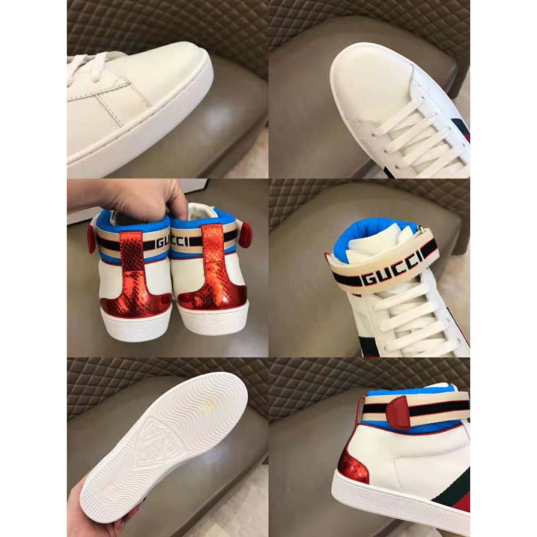 G*u*i unisex ace G*u*i stripe high-top sneaker in 5.1 cm height-white