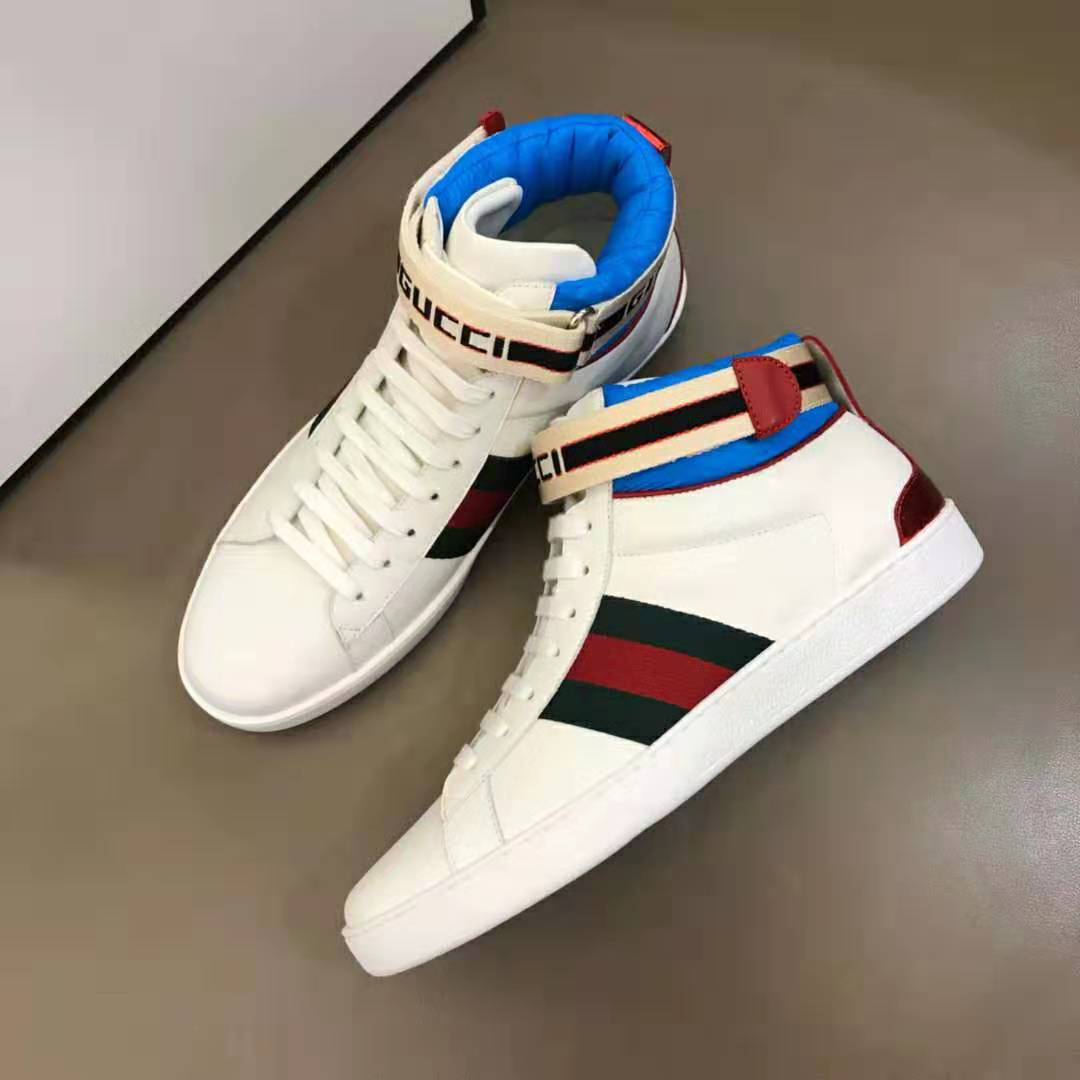 G*u*i unisex ace G*u*i stripe high-top sneaker in 5.1 cm height-white