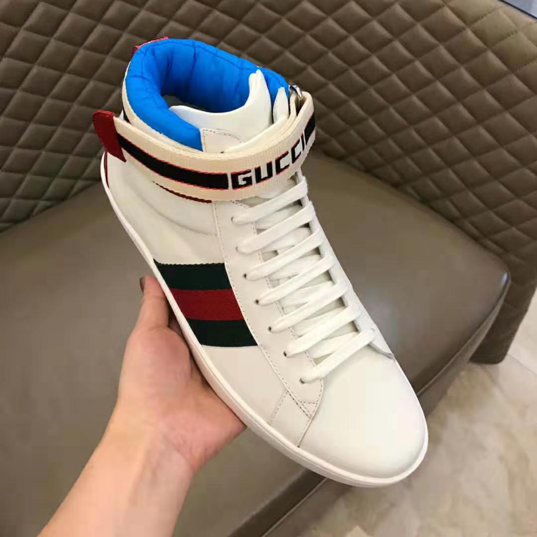 G*u*i unisex ace G*u*i stripe high-top sneaker in 5.1 cm height-white