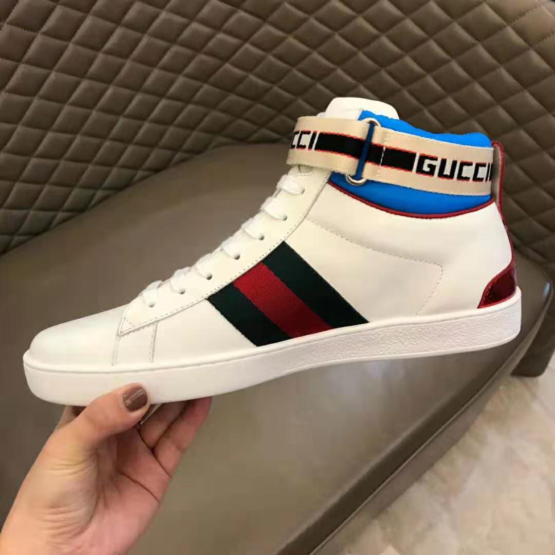 G*u*i unisex ace G*u*i stripe high-top sneaker in 5.1 cm height-white