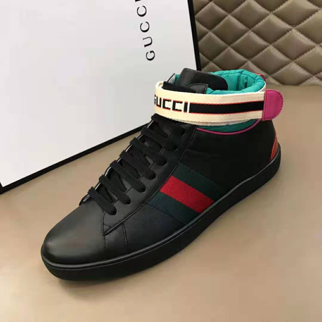 G*u*i unisex ace G*u*i stripe high-top sneaker in 5.1 cm height-black