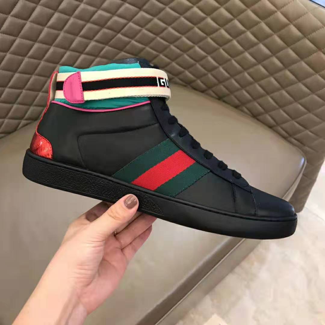 G*u*i unisex ace G*u*i stripe high-top sneaker in 5.1 cm height-black